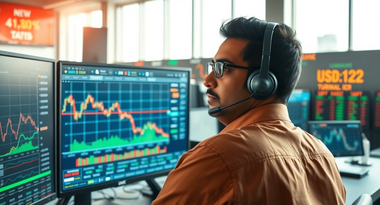 Trader analyzes falling USD/INR exchange rate ahead of Trump's Iran deadline impact