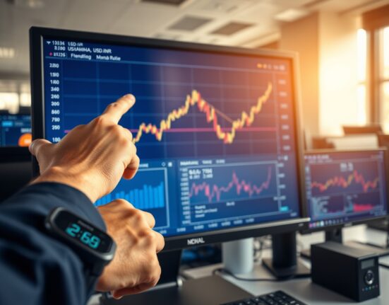 USD/INR forex chart analysis showing Rupee pressure from FII selling and Iran conflict.