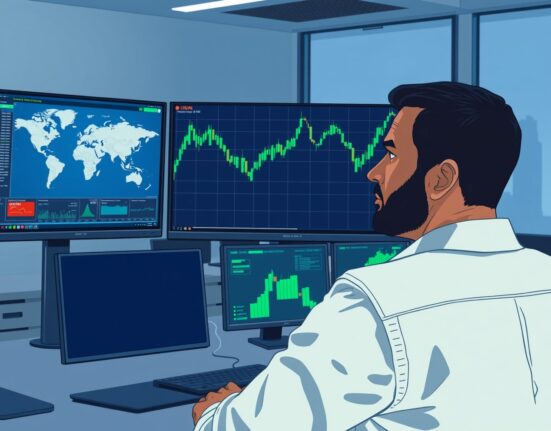 Trader analyzes USD/INR exchange rate surge ahead of US-Iran diplomatic negotiations impacting currency markets.