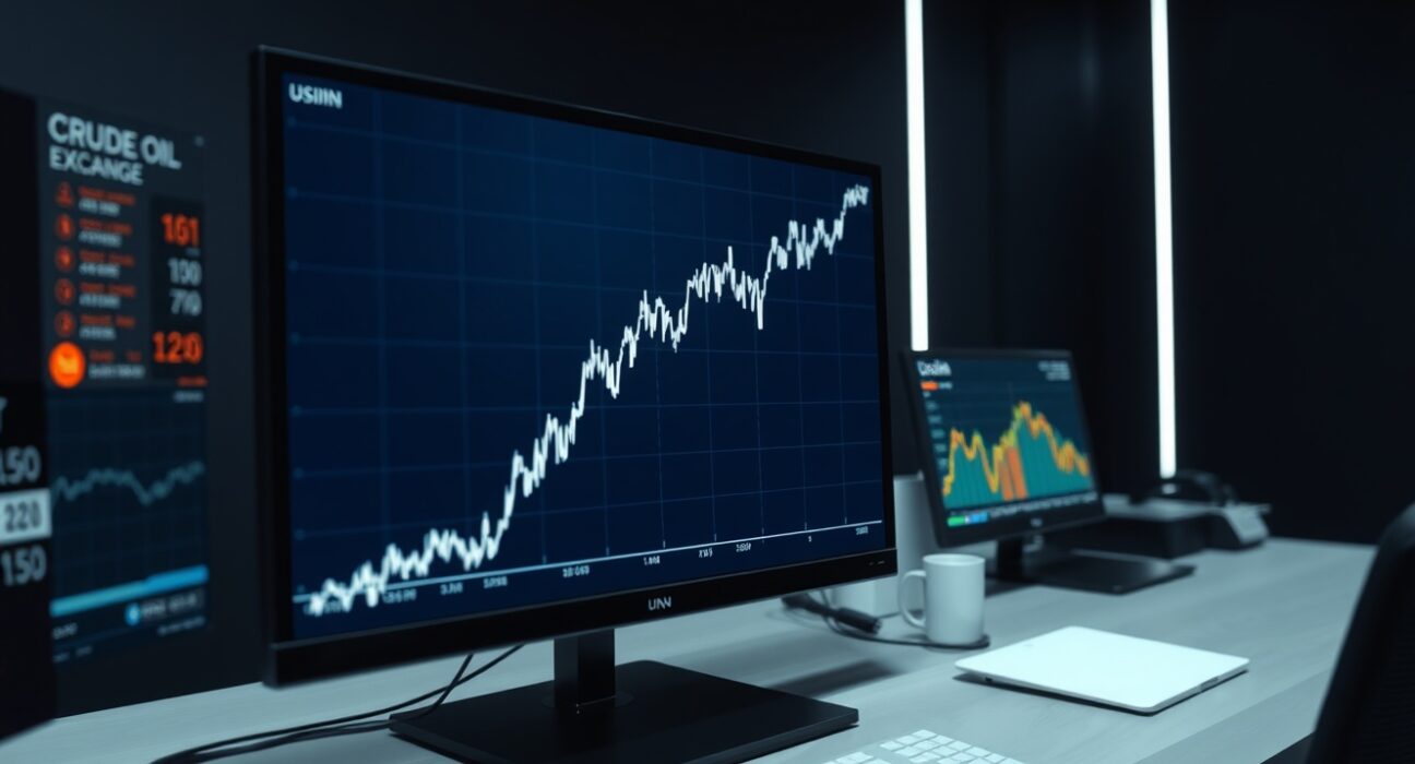 USD/INR exchange rate chart hitting a record high as oil prices surge, impacting the Indian Rupee.