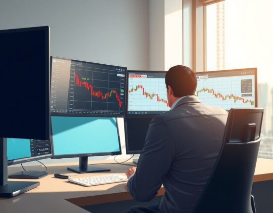 USD/INR currency pair retracing on trading desk monitors amid Middle East ceasefire developments