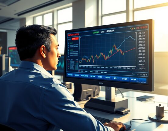 Trader monitoring rising USD/INR exchange rate ahead of US-Iran negotiations impacting currency markets.