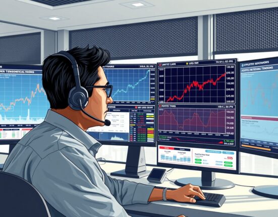 Trader analyzing USD/INR exchange rate surge amid FII selling and Iran conflict pressures