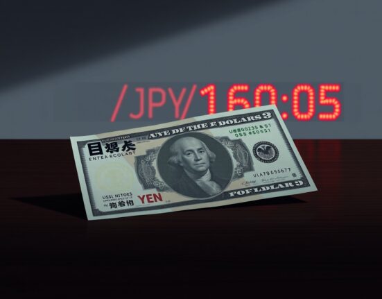 USD/JPY exchange rate chart showing surge beyond 160.00 level, highlighting intervention risks