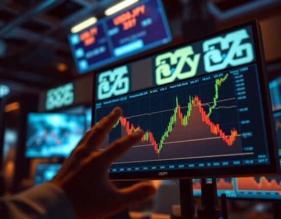 USD/JPY breakout risk chart on trading screen with Bank of Japan surprise analysis by ING