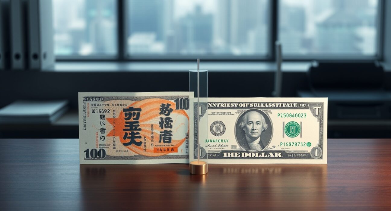 USD/JPY convergence analysis with HSBC intervention cap warning on yen and dollar banknotes