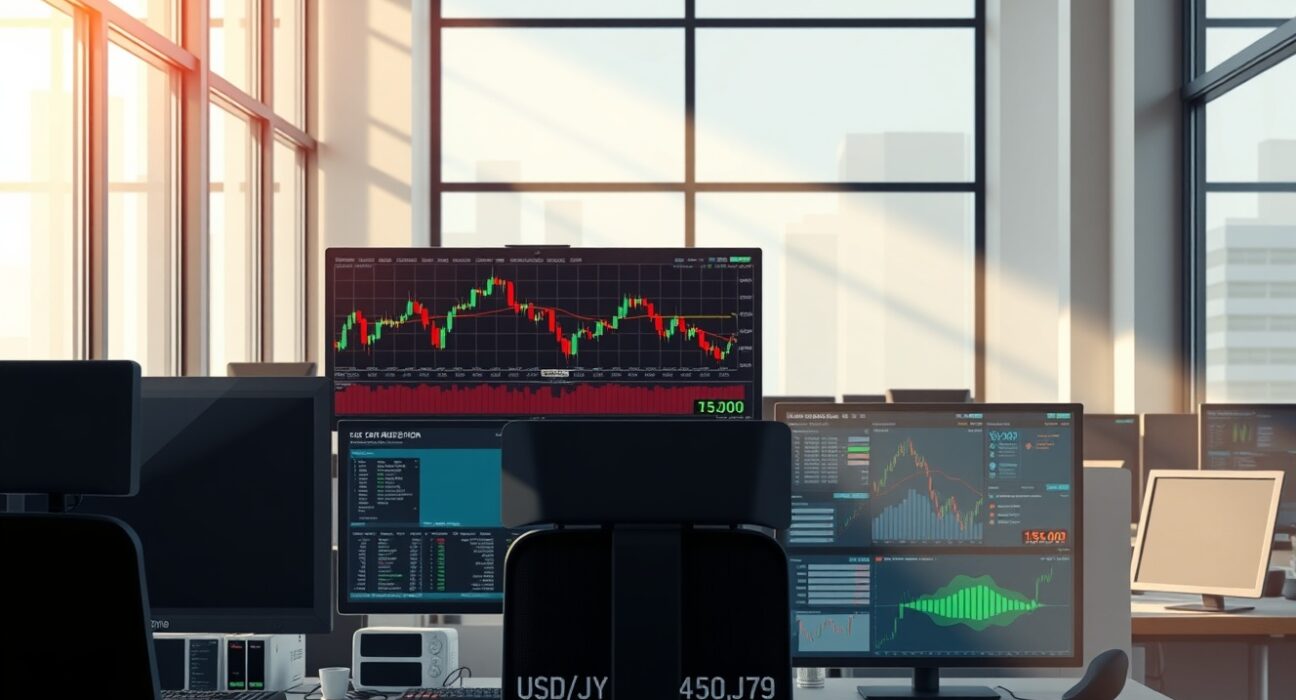 USD/JPY trading analysis showing currency pair holding above 159.00 level ahead of central bank meetings.