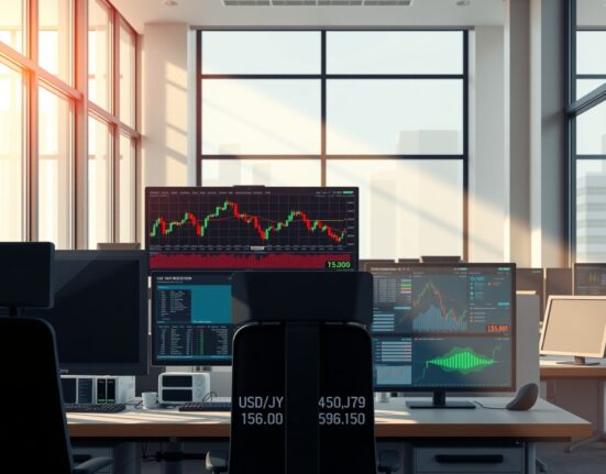 USD/JPY trading analysis showing currency pair holding above 159.00 level ahead of central bank meetings.