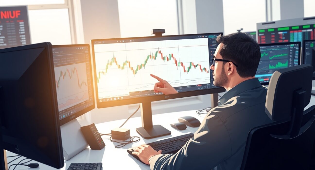 Professional trader analyzing USD/JPY head-and-shoulders pattern for currency forecast and risk assessment