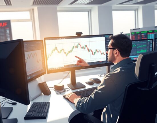 Professional trader analyzing USD/JPY head-and-shoulders pattern for currency forecast and risk assessment