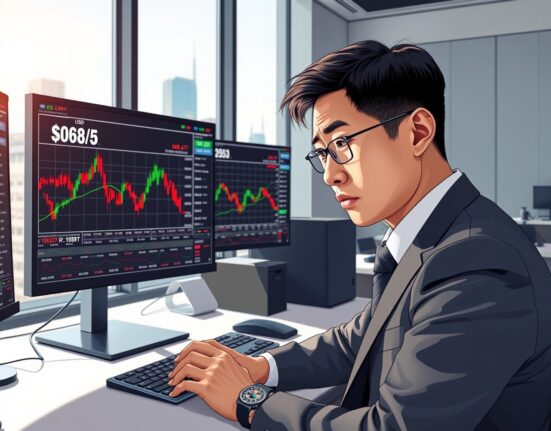 Professional forex analyst monitoring USD/JPY currency pair trading below 160.00 amid intervention concerns.