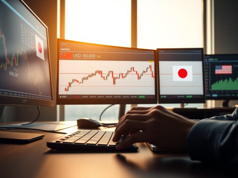 USD/JPY price forecast chart showing yen trading below the 160.00 intervention threshold ahead of the Federal Reserve decision