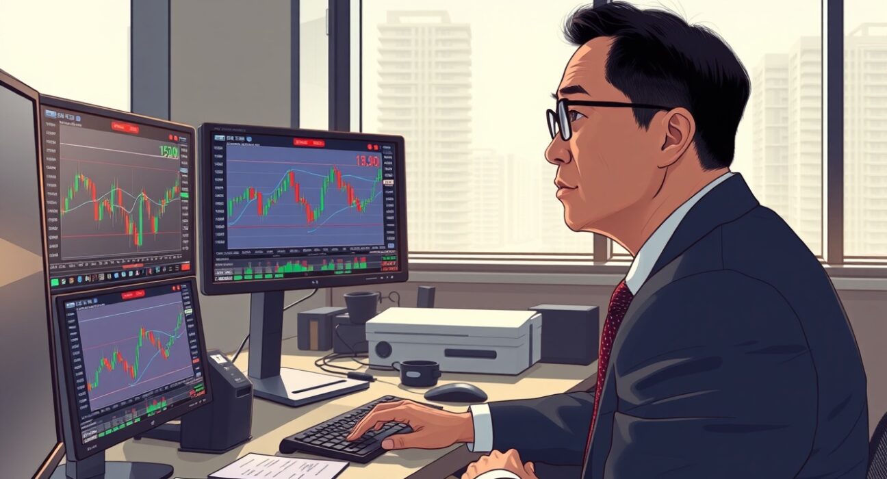 USD/JPY trading analysis showing currency pair approaching intervention levels with technical charts visible