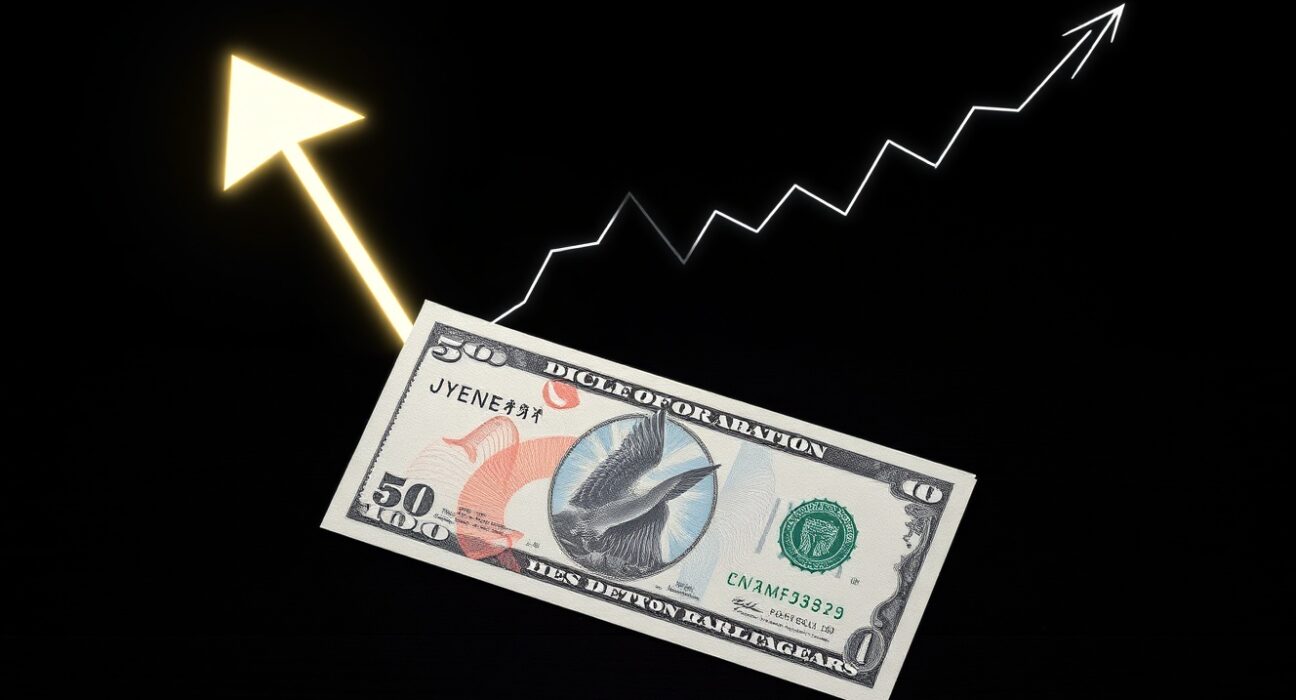 USD/JPY price forecast chart showing triangle breakout with bullish momentum toward 160.50