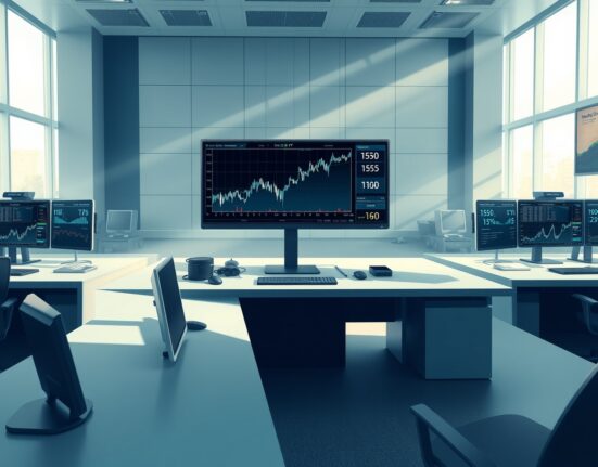 Trading desk monitoring the USD/JPY exchange rate surge following Federal Reserve policy decisions.
