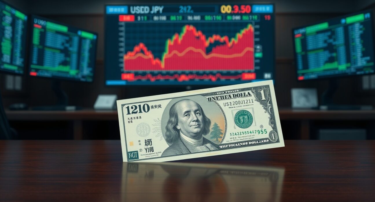 USD/JPY intervention analysis by MUFG showing yen and dollar banknotes with trading chart background