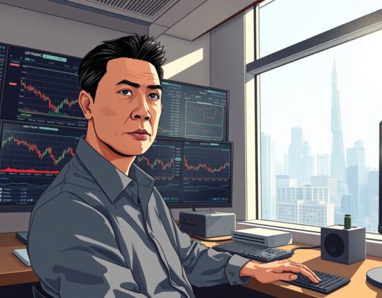 Trader monitoring USD/JPY forex charts as intervention threat looms near 160 level