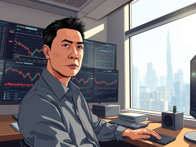 Trader monitoring USD/JPY forex charts as intervention threat looms near 160 level