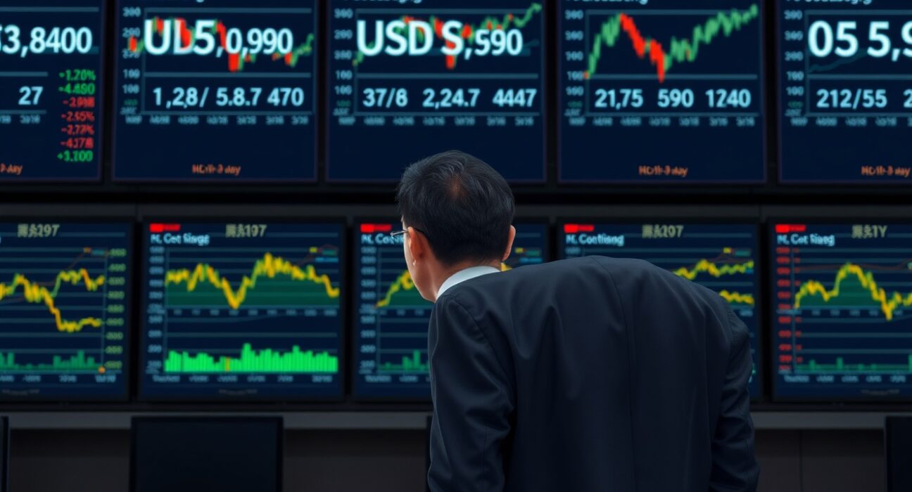 Japanese Finance Minister monitoring USD/JPY currency market developments and charts