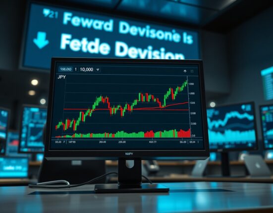 USD/JPY chart approaching 160.00 level ahead of Fed rate decision, indicating potential intervention risk