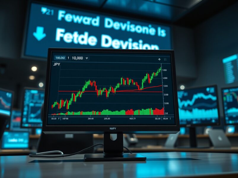 USD/JPY chart approaching 160.00 level ahead of Fed rate decision, indicating potential intervention risk