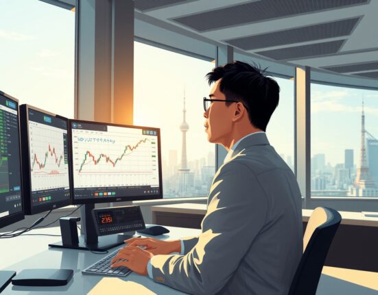 Forex trader analyzing USD/JPY currency charts as PCE inflation data impacts dollar strength against yen