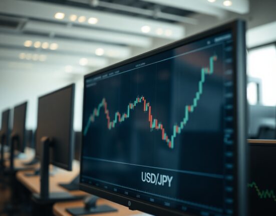 USD/JPY candlestick chart showing a rebound from session lows, targeting 158.65
