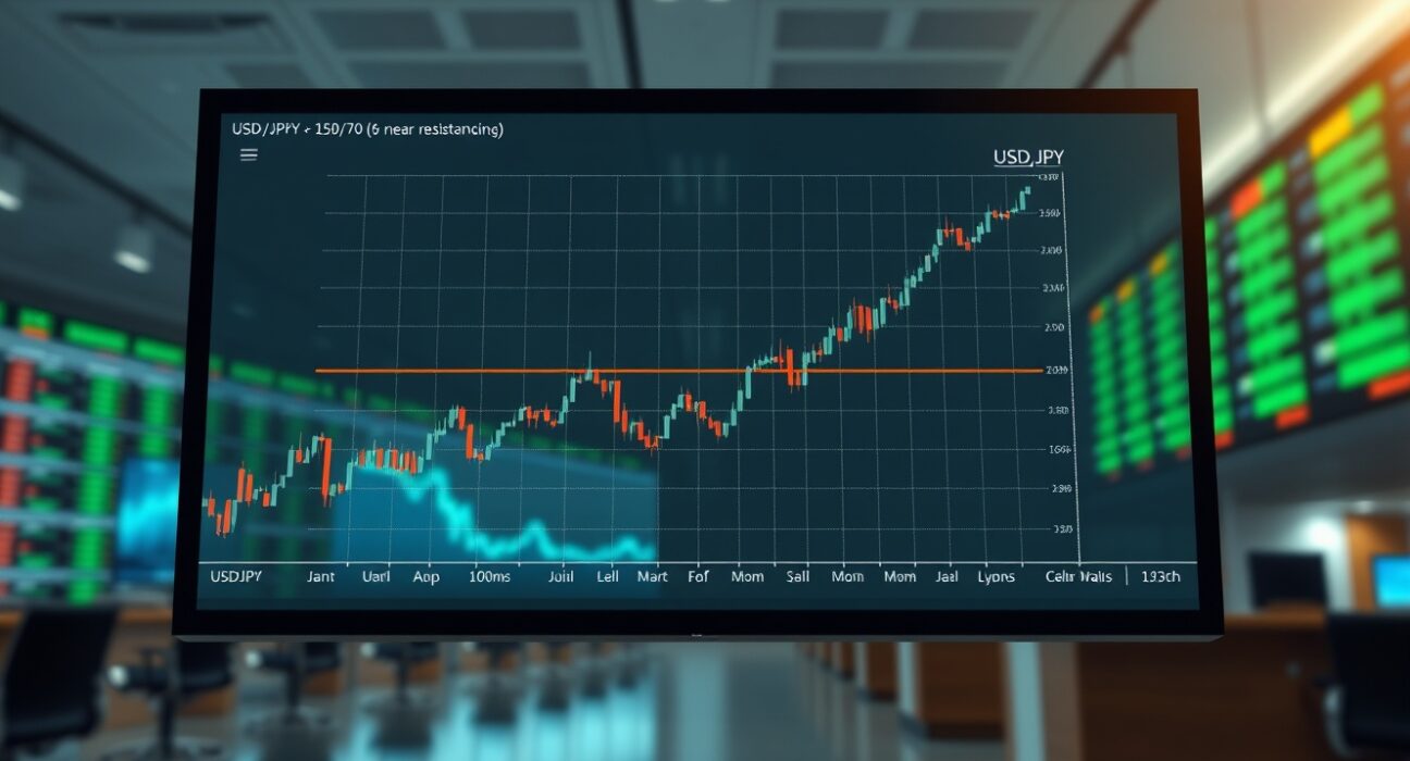 USD/JPY chart showing a higher trading range capped by resistance, as analyzed by UOB for forex traders.