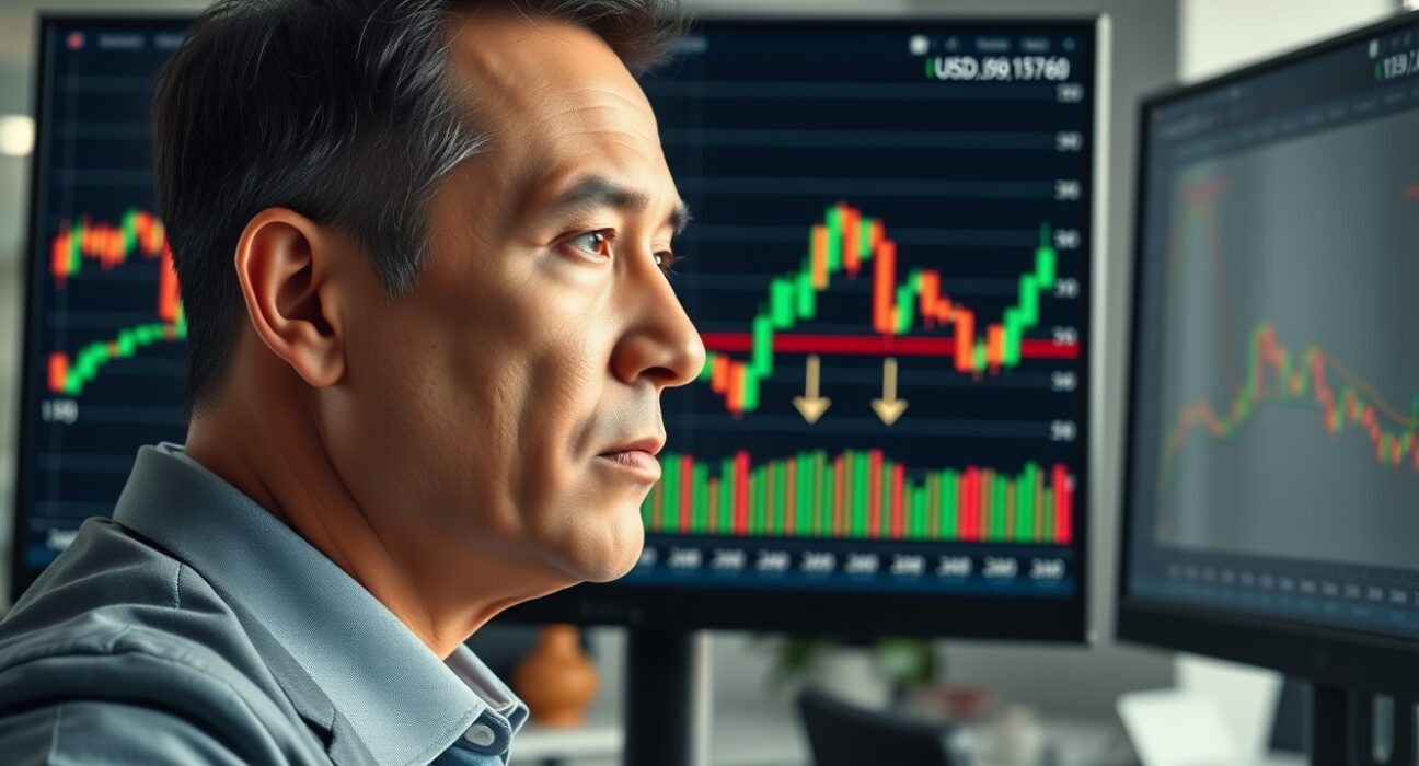 Financial analyst reviews USD/JPY chart showing key resistance and support levels for forex trading.