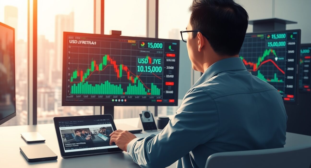 Trader monitoring USD/JPY exchange rate retreating from intervention level as Japan warns on Yen weakness