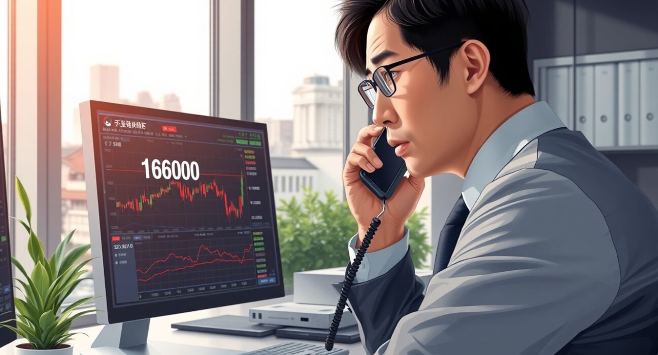 Financial trader monitoring USD/JPY exchange rate near 160.00 level with Japanese intervention concerns