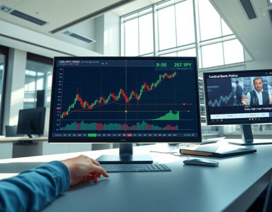 USD/JPY exchange rate chart analysis showing stability near yearly highs amid geopolitical and Federal Reserve policy uncertainty