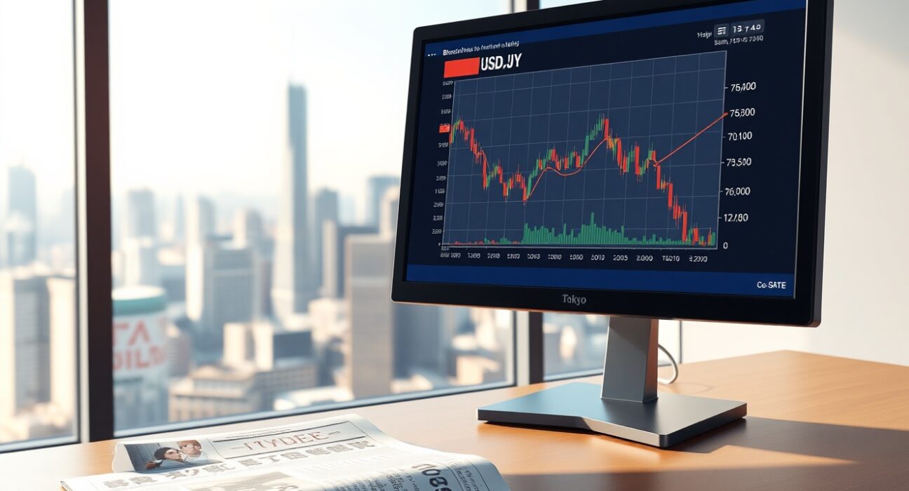 USD/JPY forex analysis showing yen weakness amid Bank of Japan policy delay on Tokyo trading desk