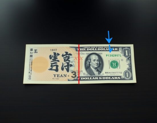 USD/JPY yen rebound short-lived MUFG forecast showing Japanese yen and US dollar banknotes with directional arrows.