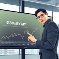 Financial analyst reviews USD to Malaysian ringgit exchange rate chart for market insights.