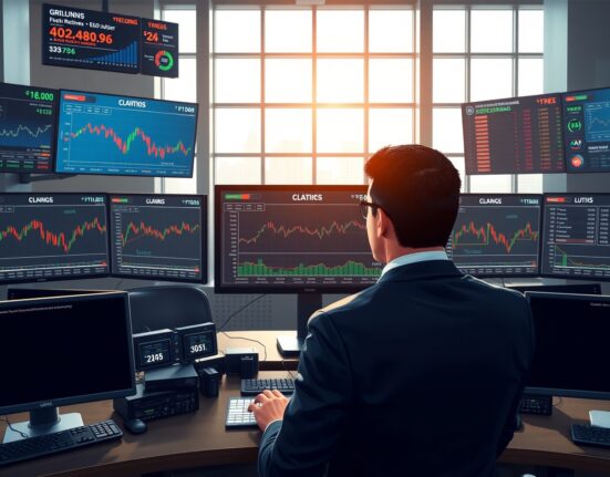 Financial analyst reviewing USD currency charts amid geopolitical and defense spending data analysis
