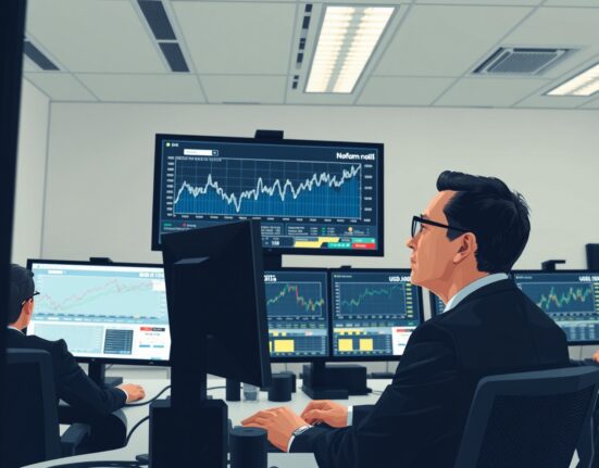 Financial analyst examining USD payrolls data charts in Societe Generale market analysis report