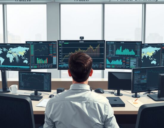 Financial analyst reviews USD rebound charts amid geopolitical blockade analysis for 2025 markets.