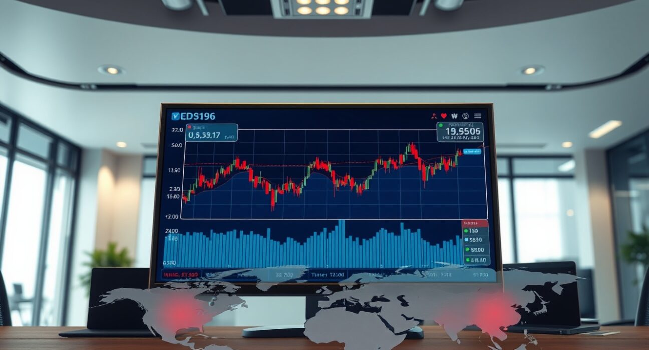 Financial analysis of USD risks from geopolitics and oil prices on a trading desk monitor.