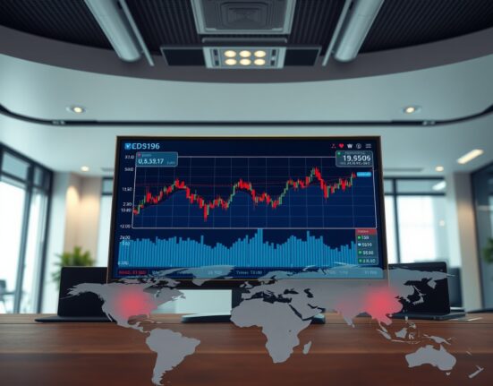 Financial analysis of USD risks from geopolitics and oil prices on a trading desk monitor.