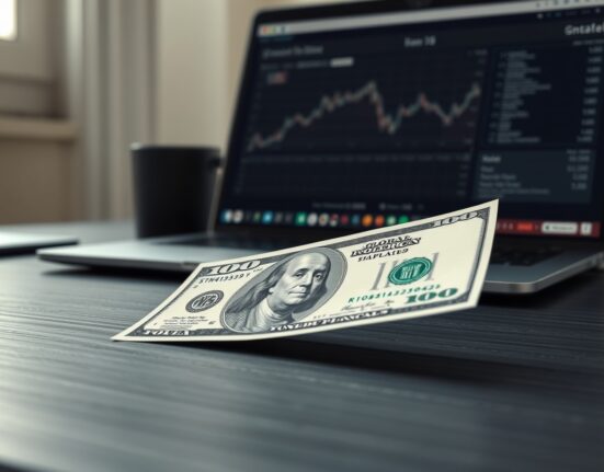 US dollar bill as a safe-haven asset during geopolitical uncertainty, with financial analysis in background.