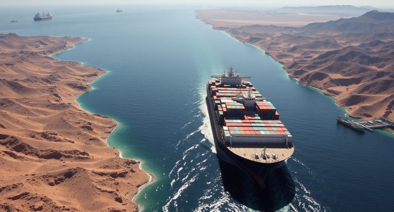 Strategic Strait of Hormuz shipping lane affecting USD/SGD currency pair and global oil markets