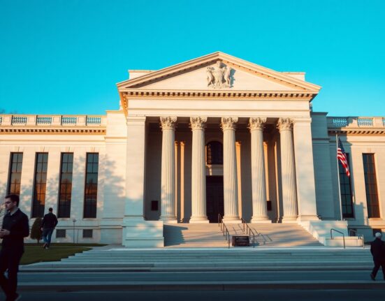 Federal Reserve building facade on a clear day, representing US monetary policy and economic data analysis.