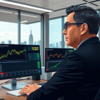 Financial analyst examining USD strength data and currency exchange charts in trading environment