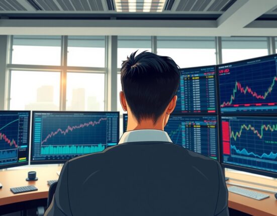 Financial analyst reviewing USD currency charts showing strength driven by risk premia factors.