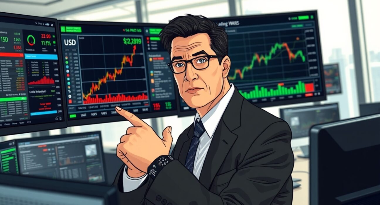 Financial analyst assessing USD strength amid economic data and geopolitical developments in