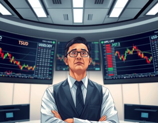 Financial analyst monitoring USD weakness and forex market movements amid changing geopolitical conditions.