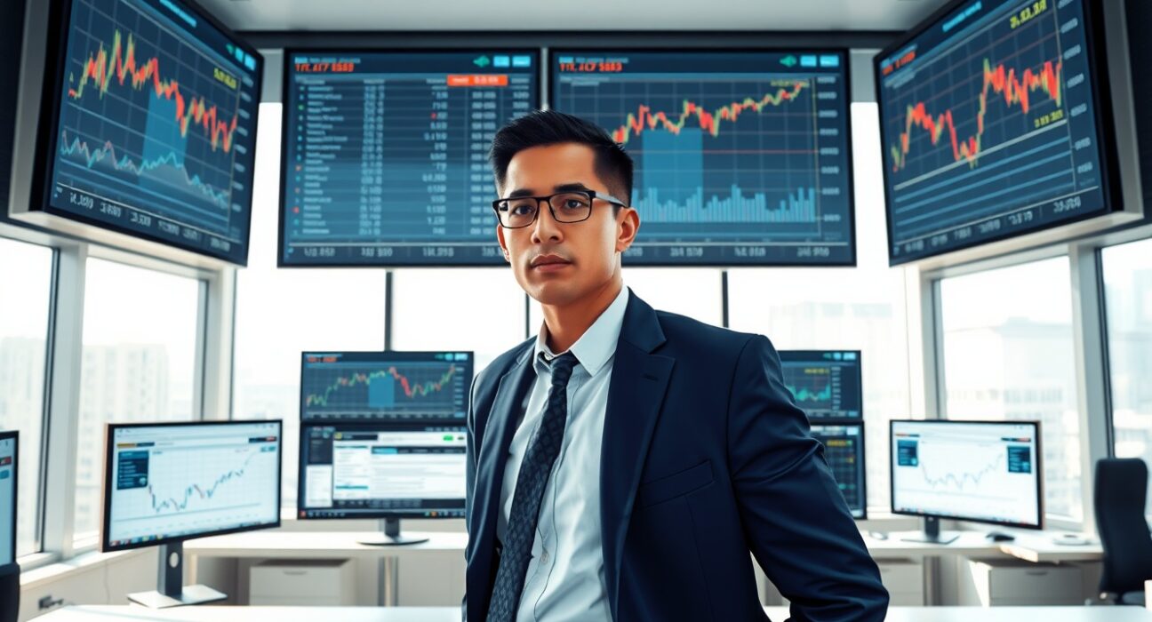 Financial analyst examining USD currency charts and yield spread data in trading environment