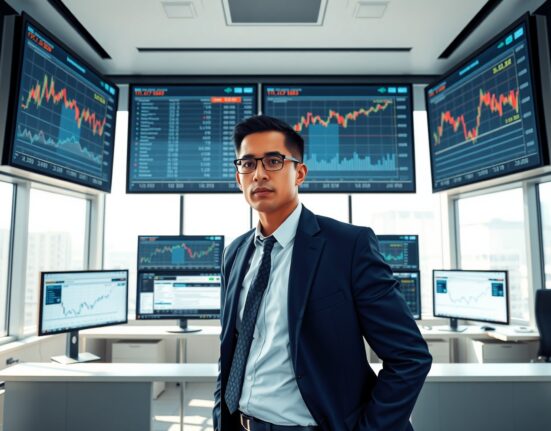 Financial analyst examining USD currency charts and yield spread data in trading environment