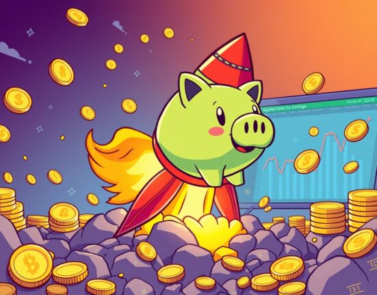 USD1 market cap skyrocketing like a rocket from a crypto exchange in a vibrant cartoon illustration.